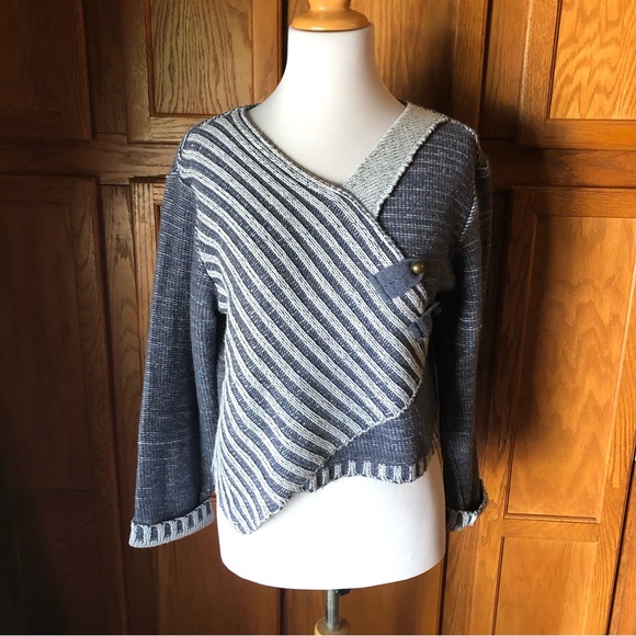 🍁Women’s Gray V-Neck Cropped Sweater Size M - Picture 1 of 10